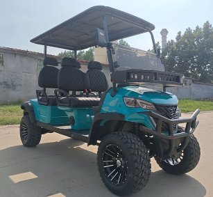 Blue 4 Seater Electric Golf Cart with Rear Storage Basket