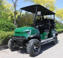 New Green 4-Seater Facing Forward Golf Cart with Side Steps and Premium Swivel Armrest Seats