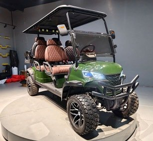 Green 4+2 Seater Electric Golf Cart with Bluetooth Speaker