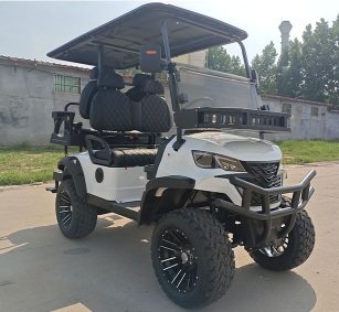 White 2+2 Seater Golf Cart with Rear Storage Basket