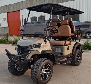 Yellow-Grey 2+2 Seater Golf Cart with Side Steps
